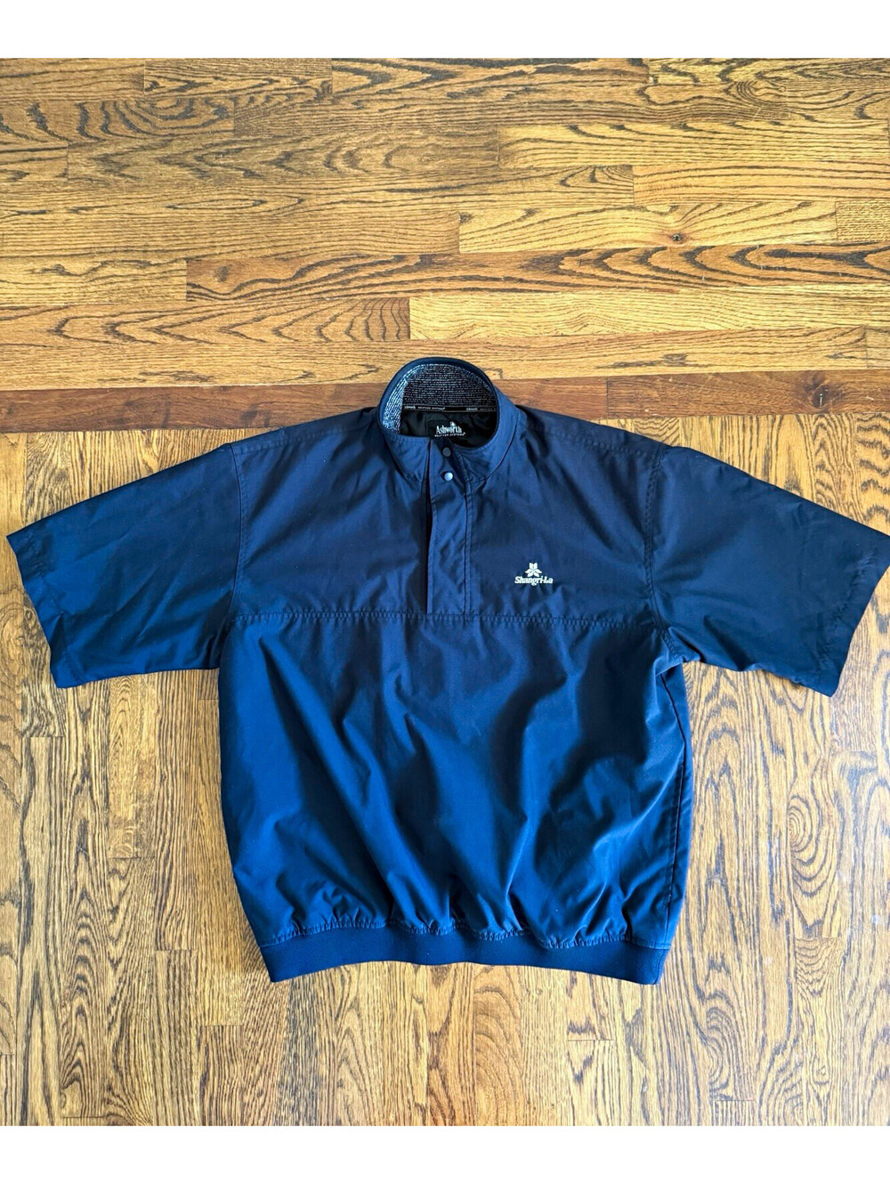Ashworth Weather Systems Windbreaker Jacket Navy L Snap Shangri-La Emb Logo